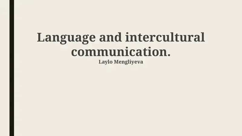 Language and Intercultural Communication
