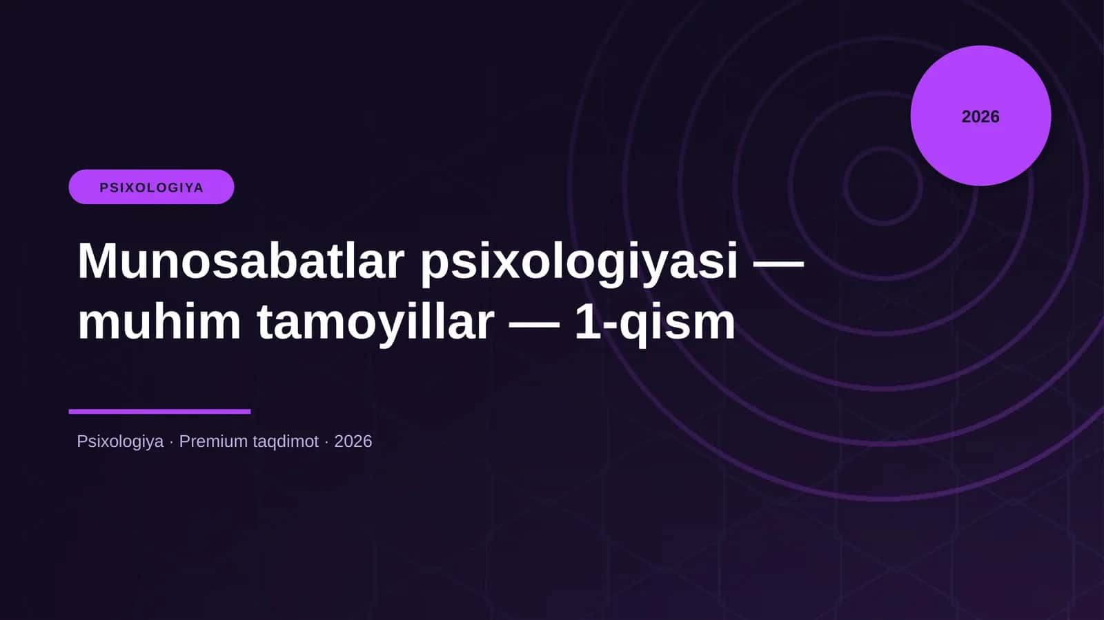 Munosabatlar psixologiyasi — muhim tamoyillar — 1-qism