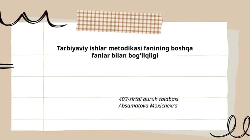 Tarbiyaviy ishlar metodikasi