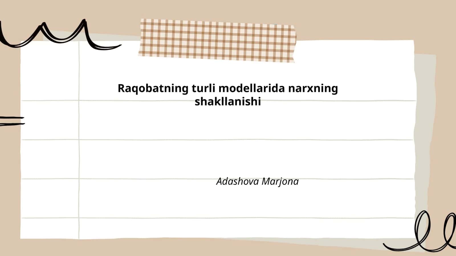 Erkin raqobat modeli va narx shakllanishi