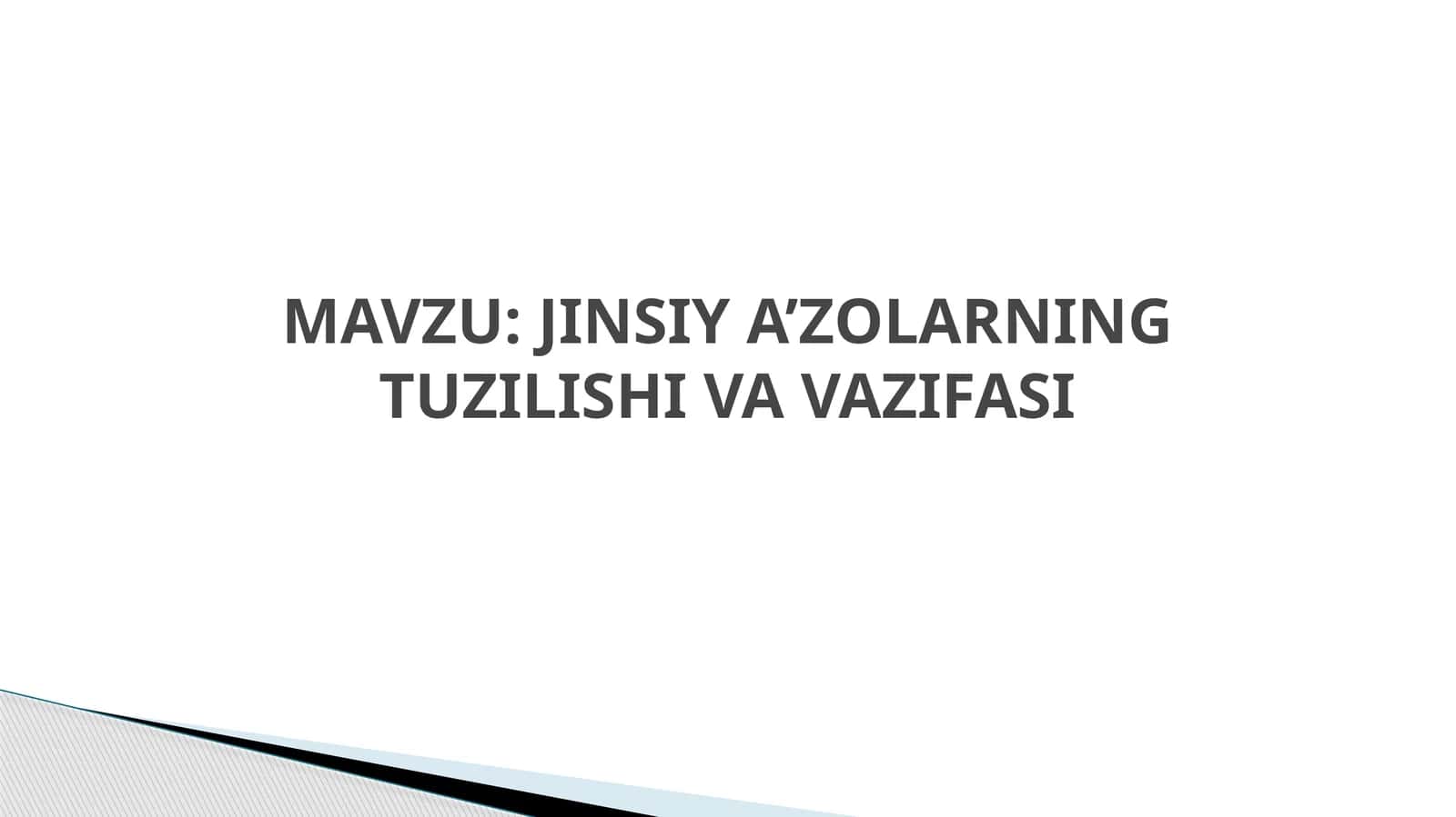 JINSIY A’ZOLARNING TUZILISHI VA VAZIFASI