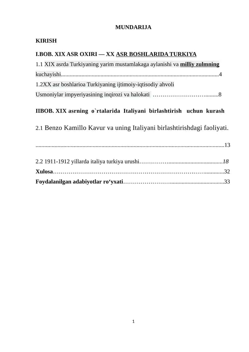 XIX ASR OXIRI — XX ASR BOSHLARIDA TURKIYA