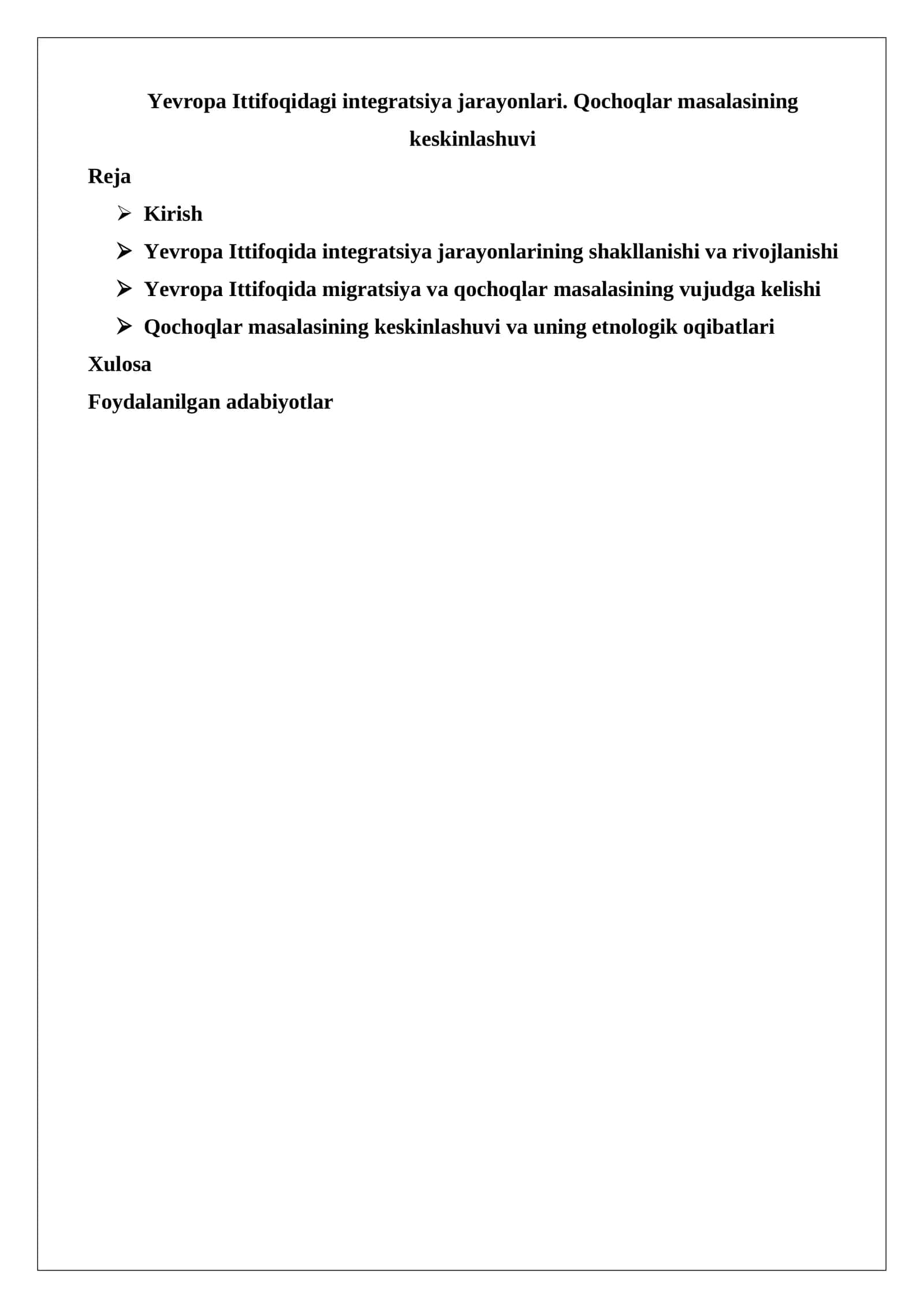 Yevropa Ittifoqidagi integratsiya jarayonlari. Qochoqlar masalasining keskinlashuvi