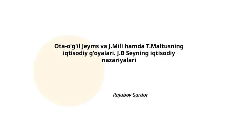 Jeyms Millning iqtisodiy g'oyalari