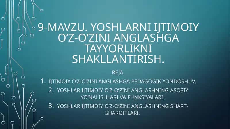 Yoshlarni ijtimoiy-o'zini anglashga tayyorlik nishalantirish