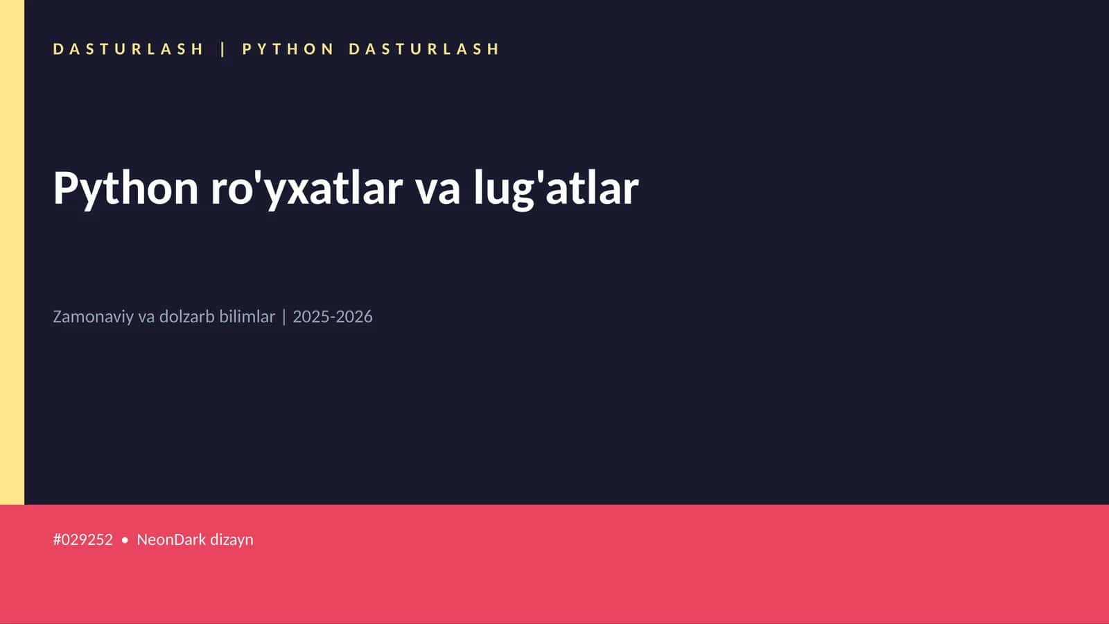 DASTURLASH | PYTHON DASTURLASH