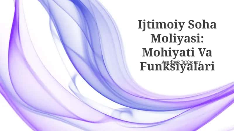 Ijtimoiy Soha Moliyasi: Mohiyati Va Funksiyalari