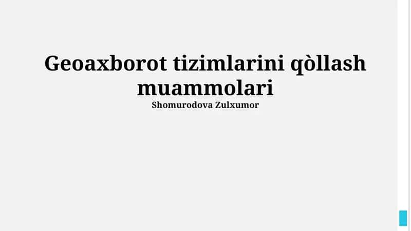 Geoaxborot tizimlarini qòllash muammolari