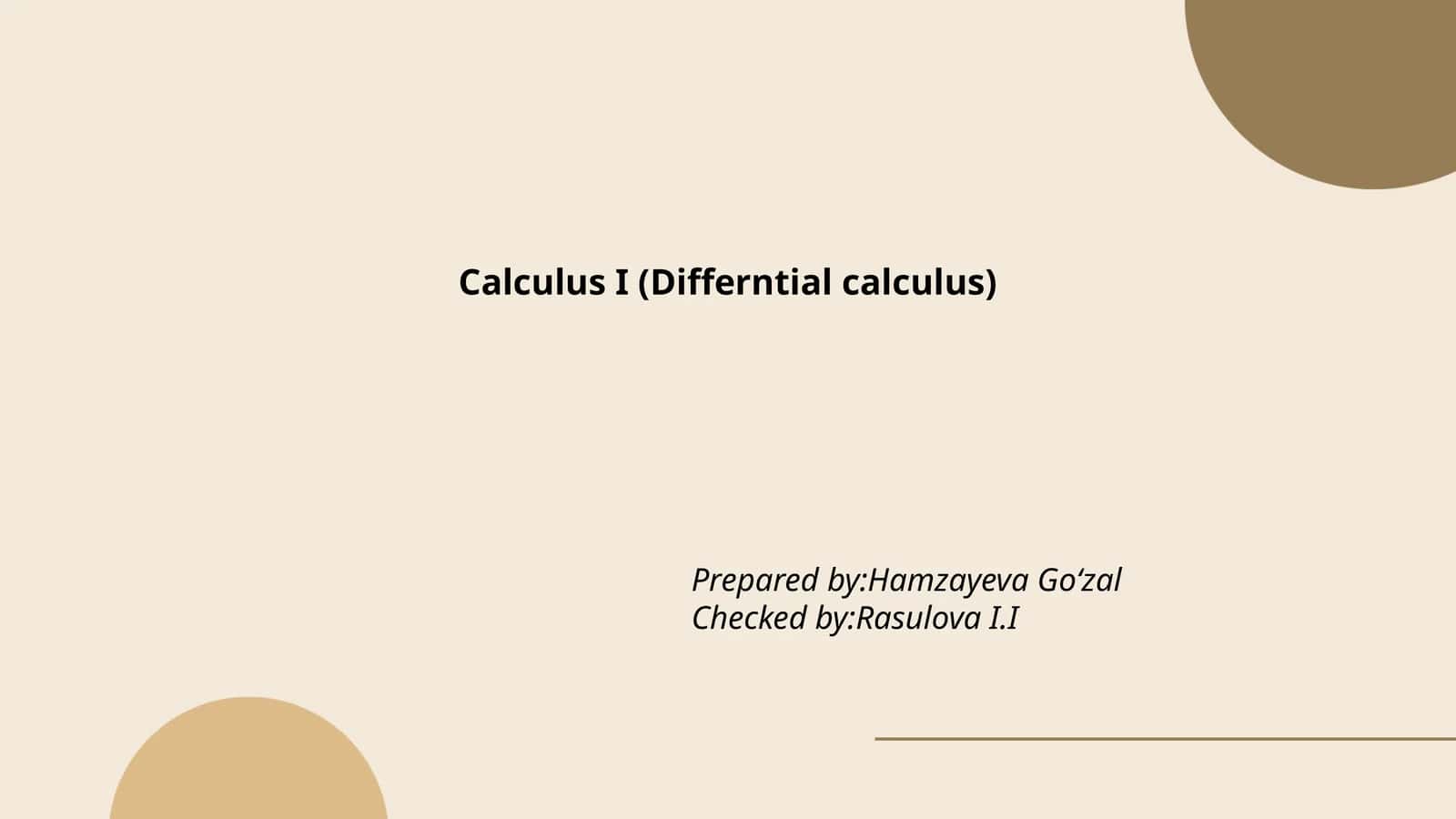 Calculus I (Differntial calculus)
