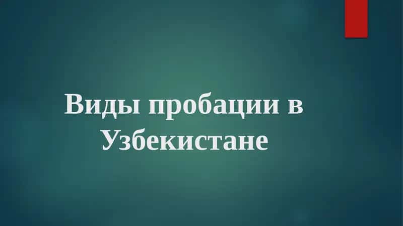 Виды пробации в Узбекистане