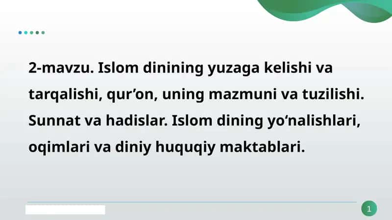 Islomdinining yuzaga kelishi va tarqalishi