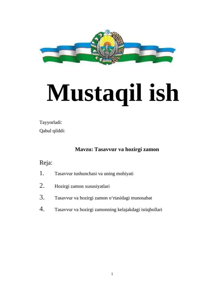 Tasavvur va hozirgi zamon