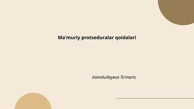 Ma'muriy protseduralar qoidalari