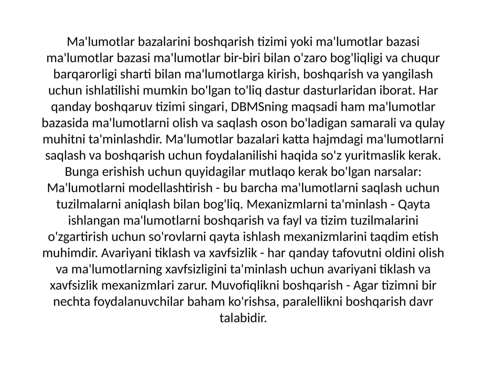 Ma'lumotlar bazalarini boshqarish tizimi