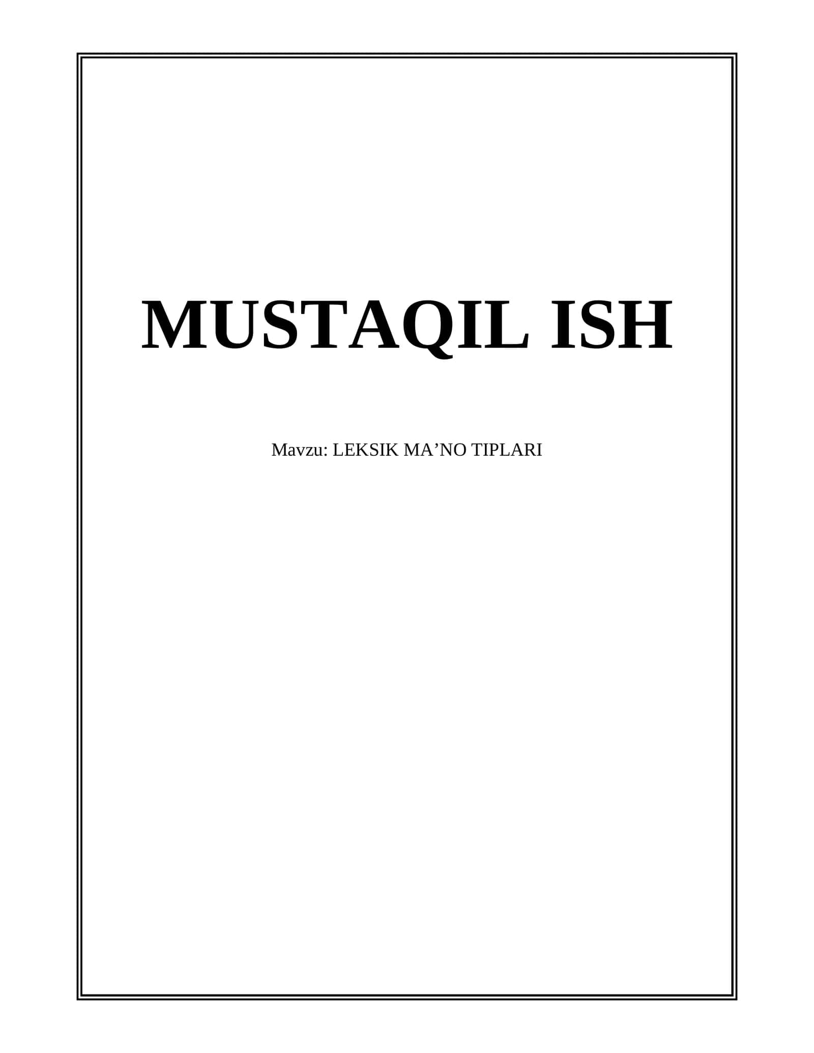 LEKSIK MAʼNO TIPLARI