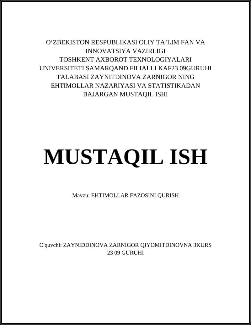 Namuna Fazosi qurish
