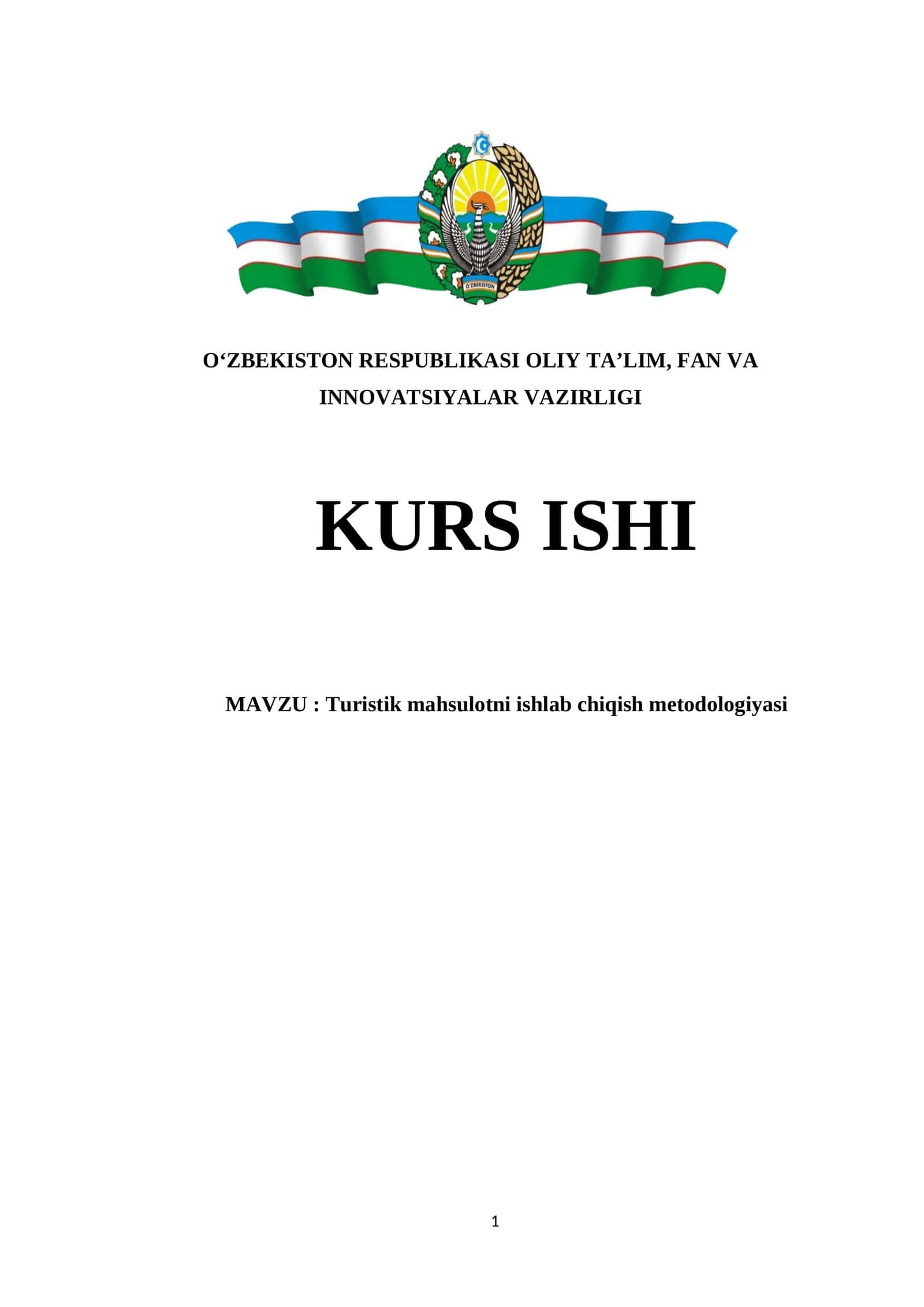 Turistik mahsulotni ishlab chiqish metodologiyasi