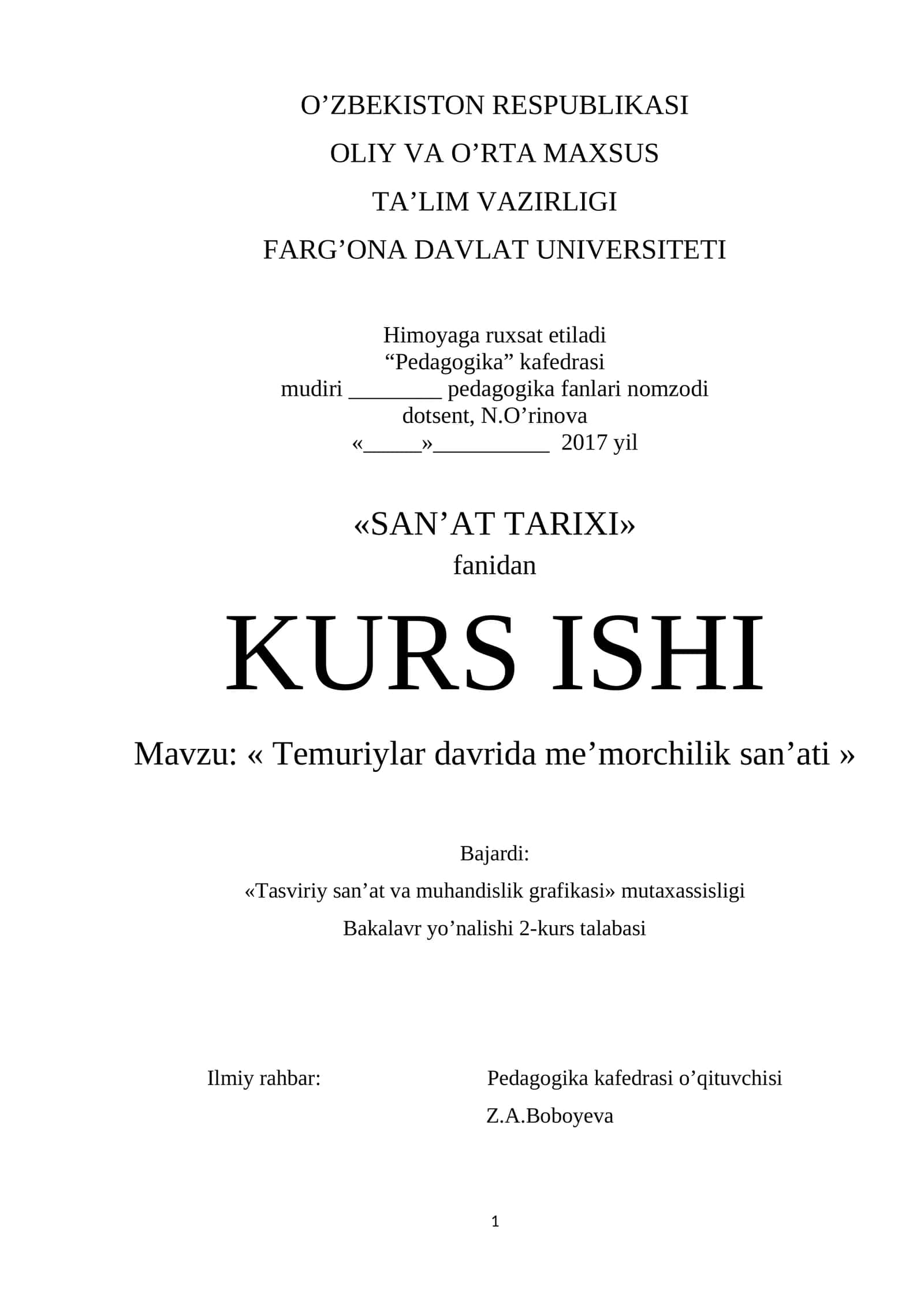 Temuriylar davrida me’morchilik san’ati
