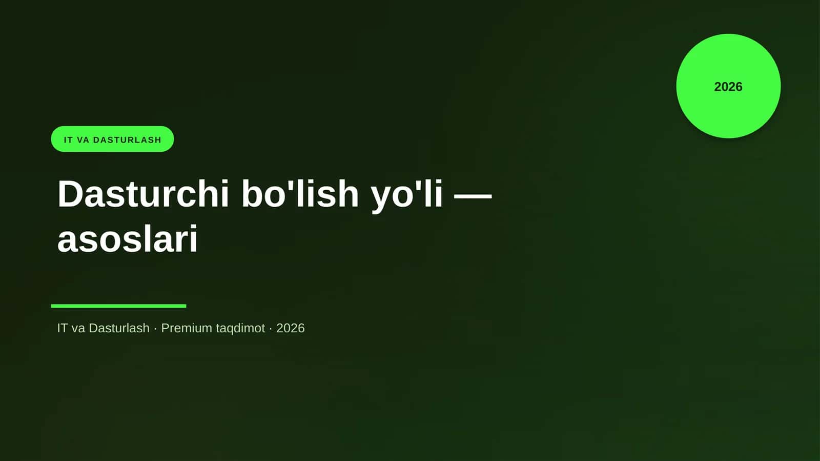 Dasturchi bo'lish yo'li — asoslari
