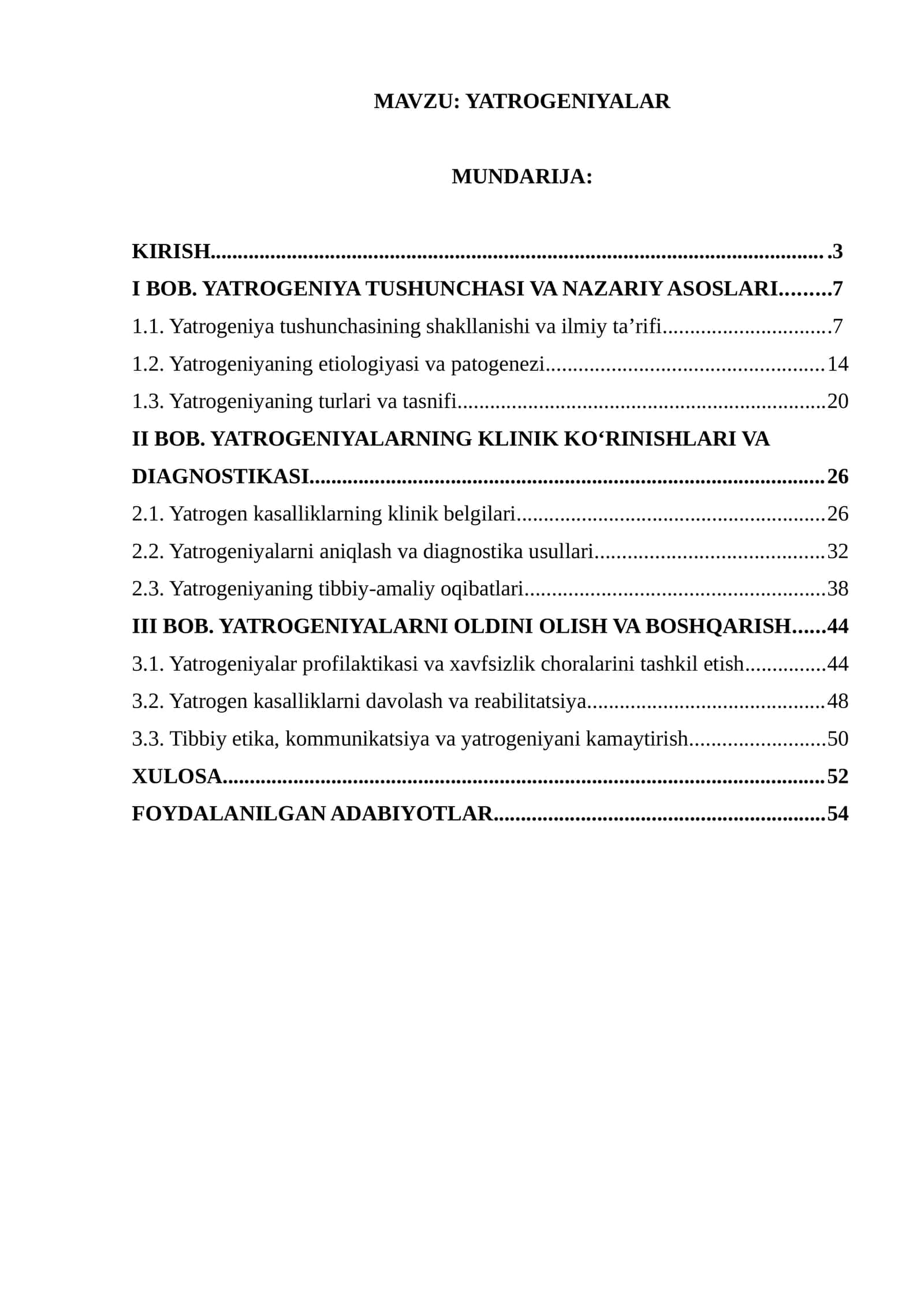 YATROGENIYALAR
