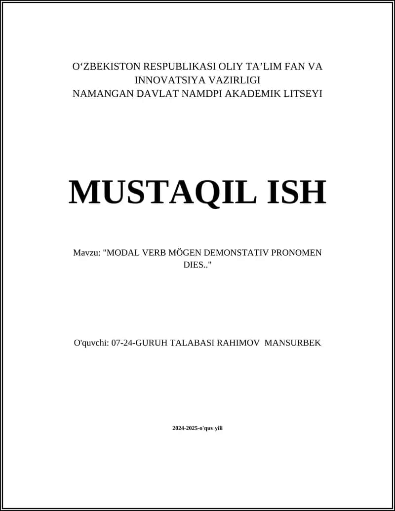 Mögen fe'li va infinitiv
