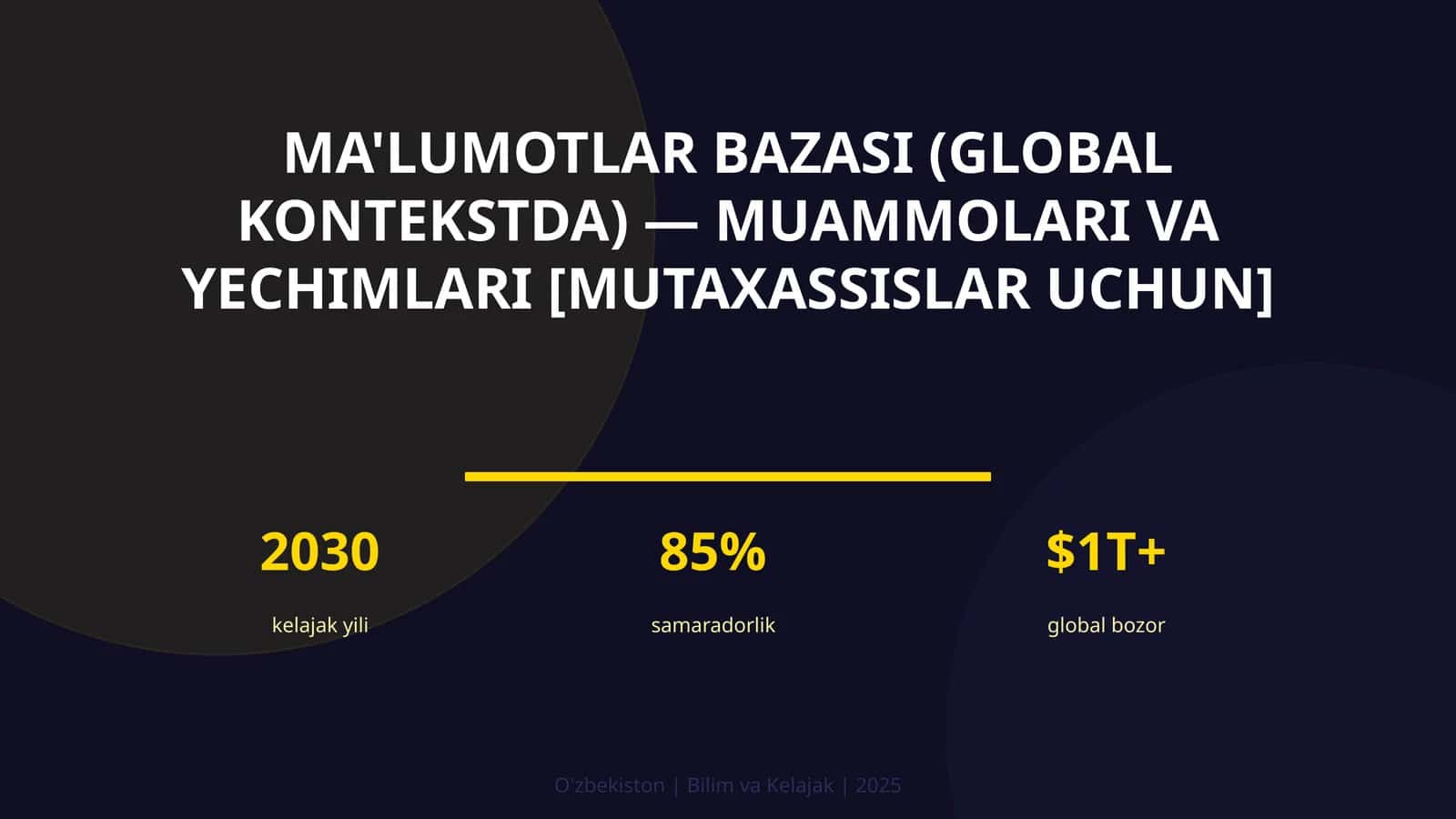MA'LUMOTLAR BAZASI (GLOBAL KONTEKSTDA) — MUAMMOLARI VA YECHIMLARI