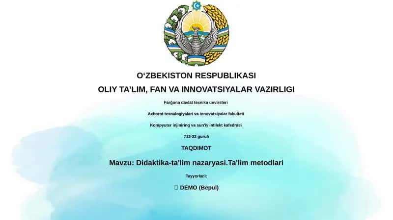 Didaktika-ta'lim nazaryasi.Ta'lim metodlari