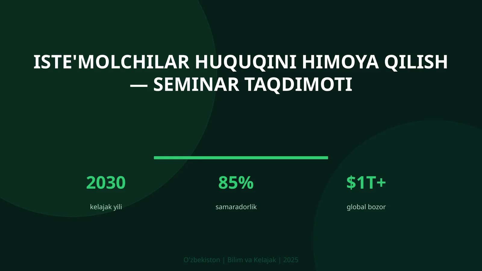 Iste'molchilar huquqini himoya qilish — seminar taqdimoti