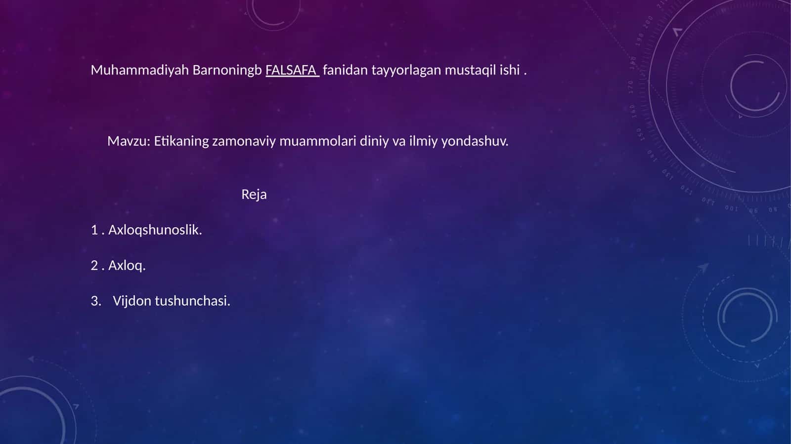 Etikaning zamonaviy muammolaridiniyva ilmiy yondashuv