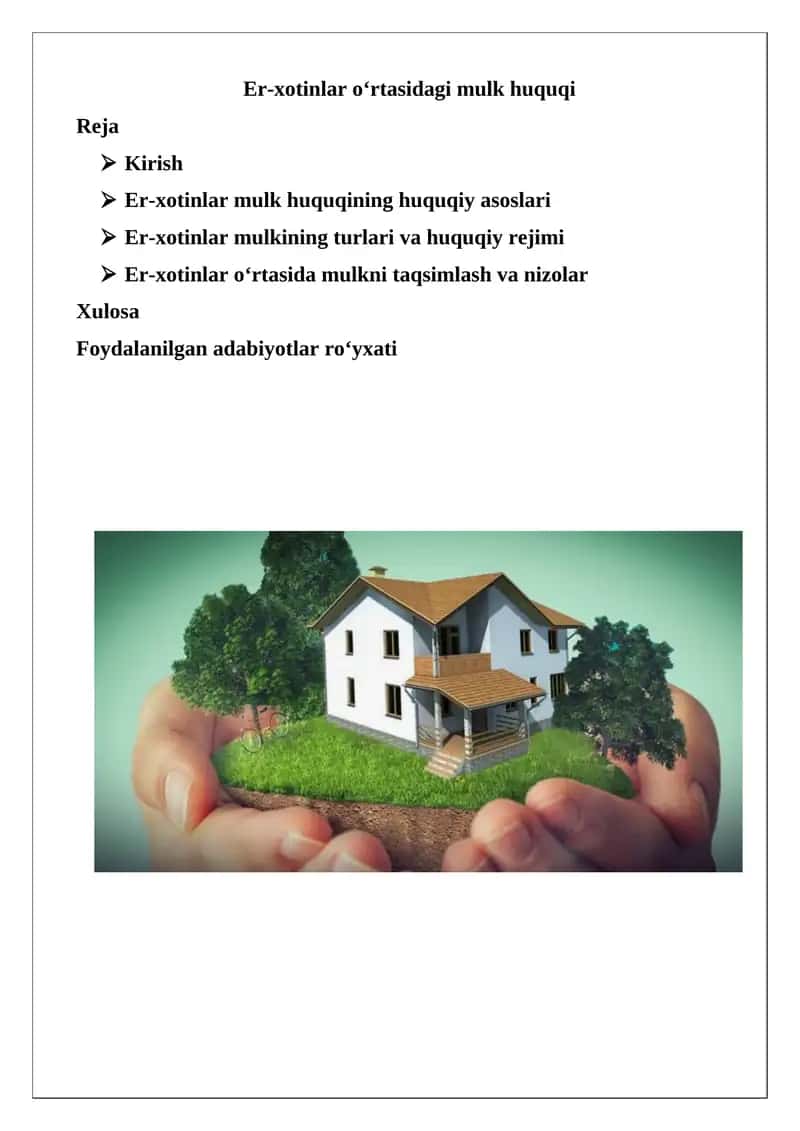 Er-xotinlar o‘rtasidagi mulk huquqi