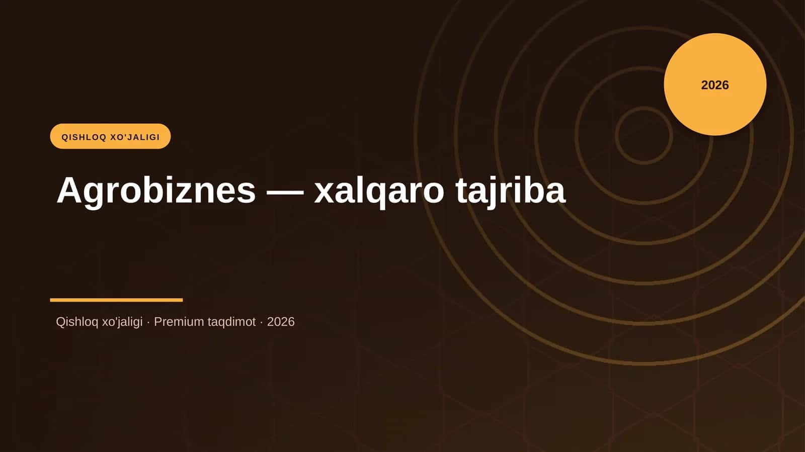 Agrobiznes — xalqaro tajriba