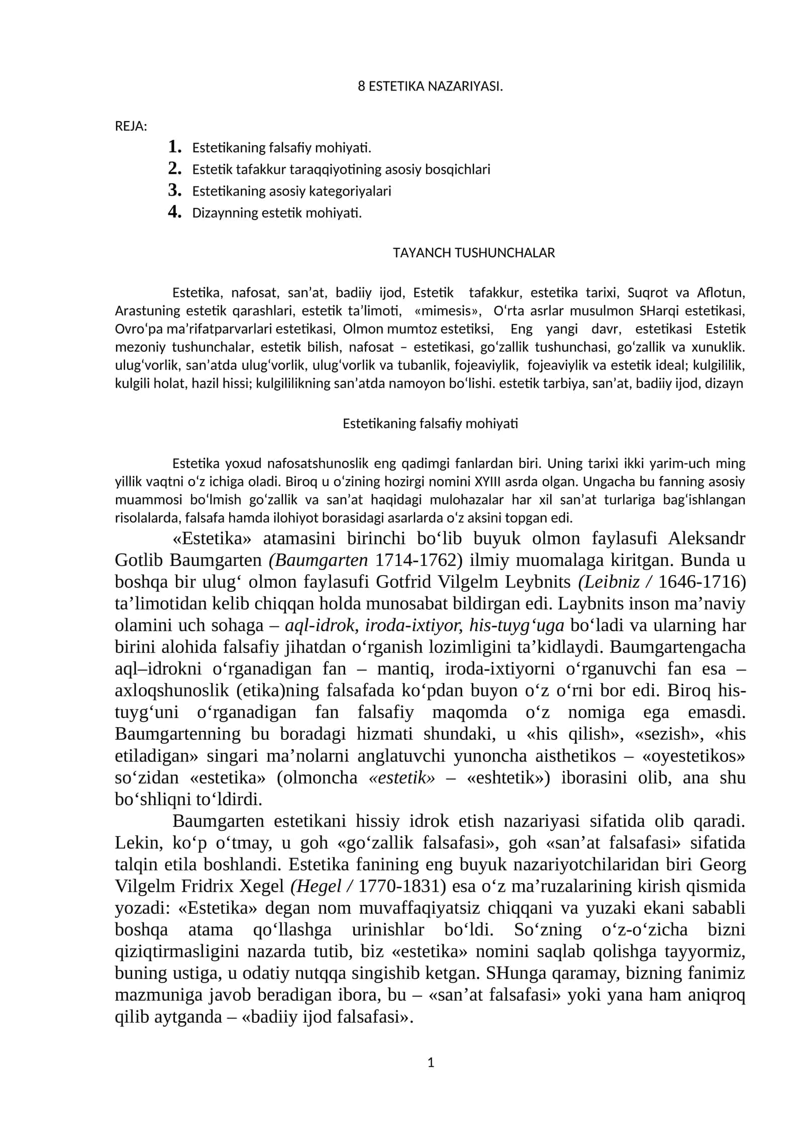8 ESTETIKA NAZARIYASI