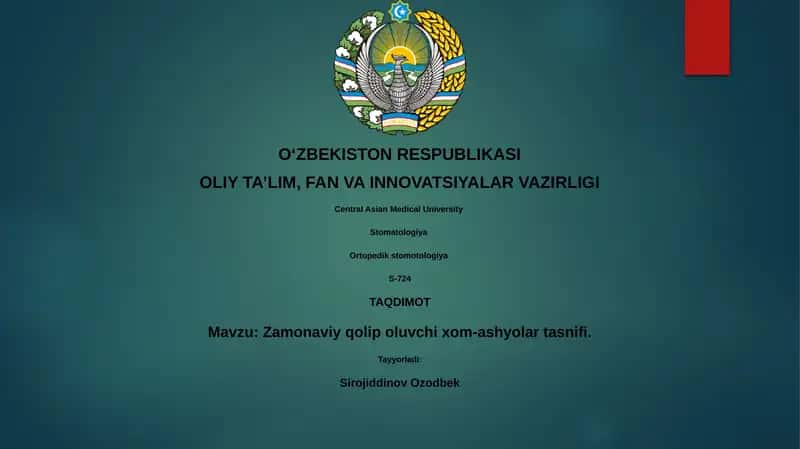 Zamonaviy qolip oluvchi xom-ashyolar tasnifi