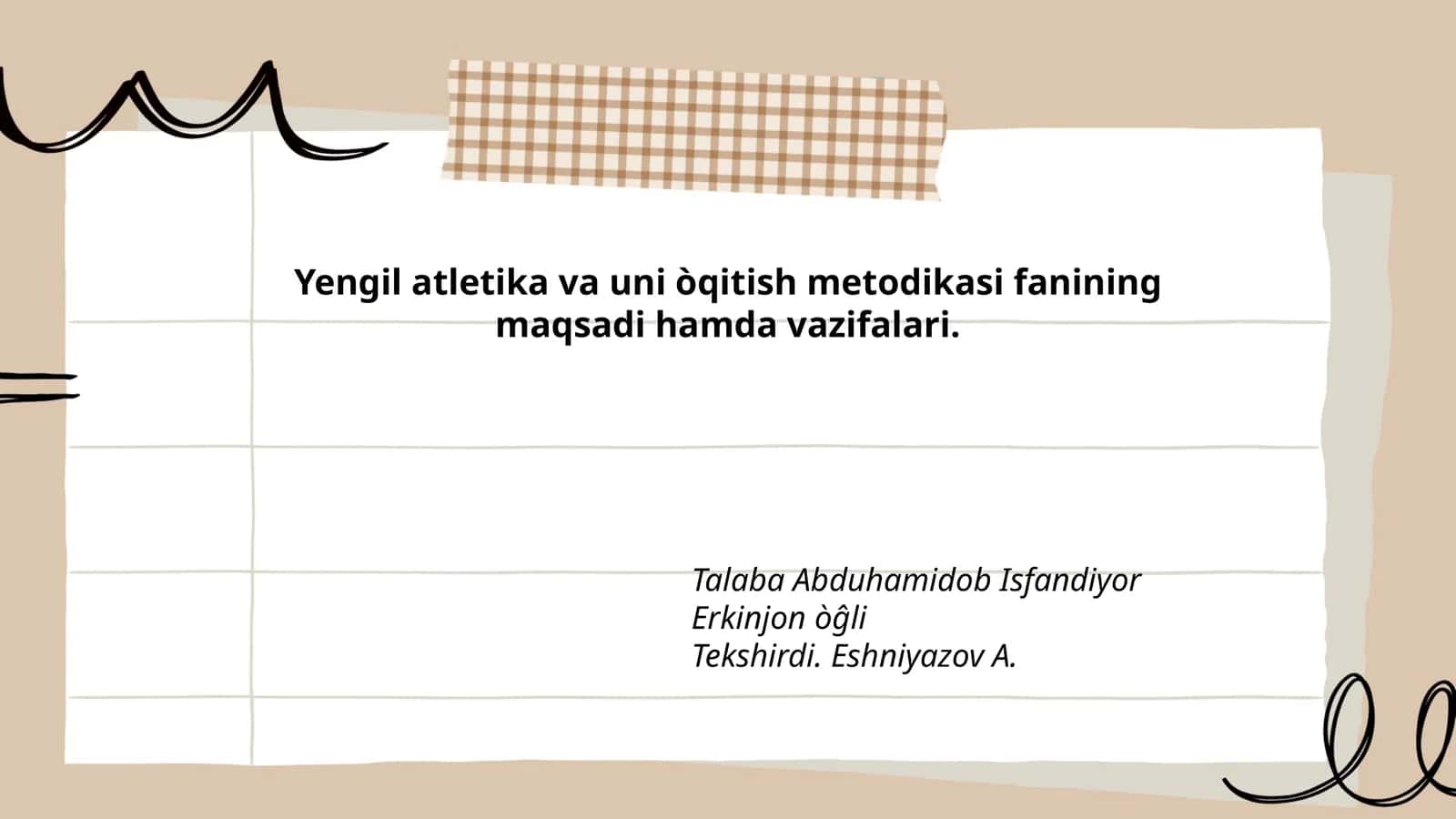 Yengil atletika va uni òqitish metodikasi