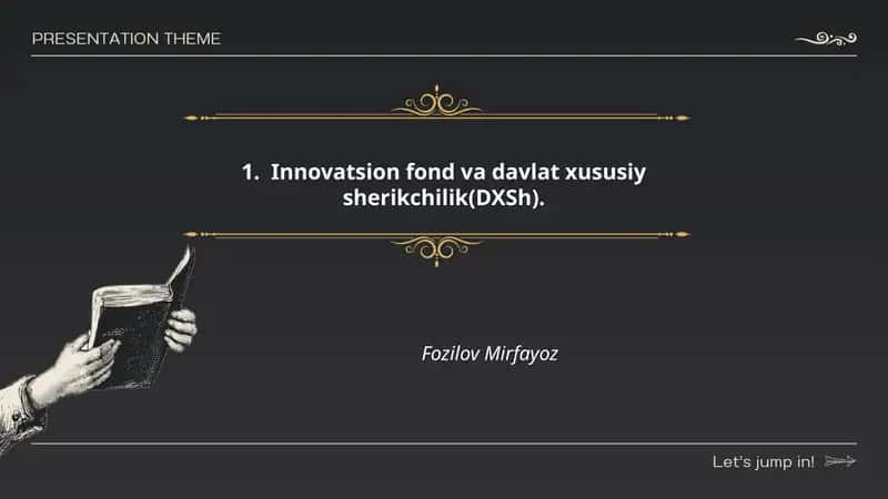 Innovatsion fond va davlat xususiy sherikchilik(DXSh)