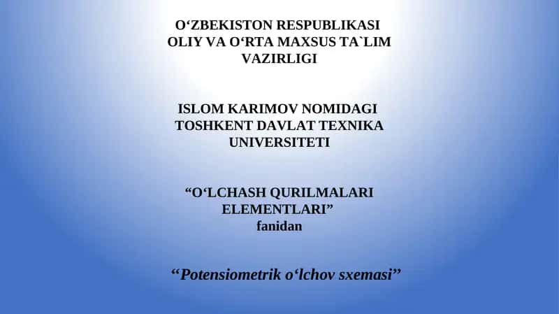 O‘LCHАSHQURILMАLАRI ELЕMЕNTLАRI
