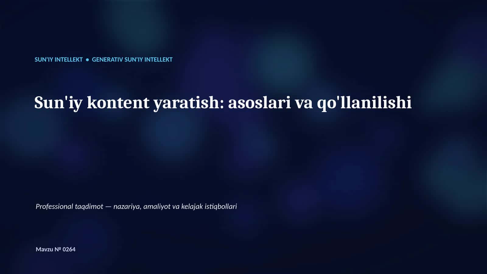 Sun'iy kontent yaratish: asoslari va qo'llanilishi