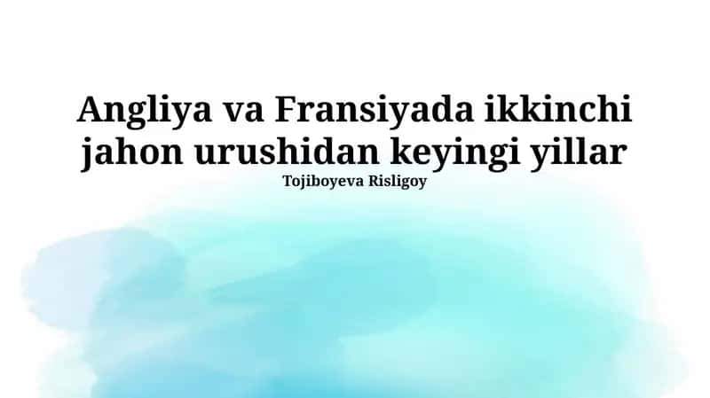 Ikkinchi Jahon Urushidan Keyingi Angliya