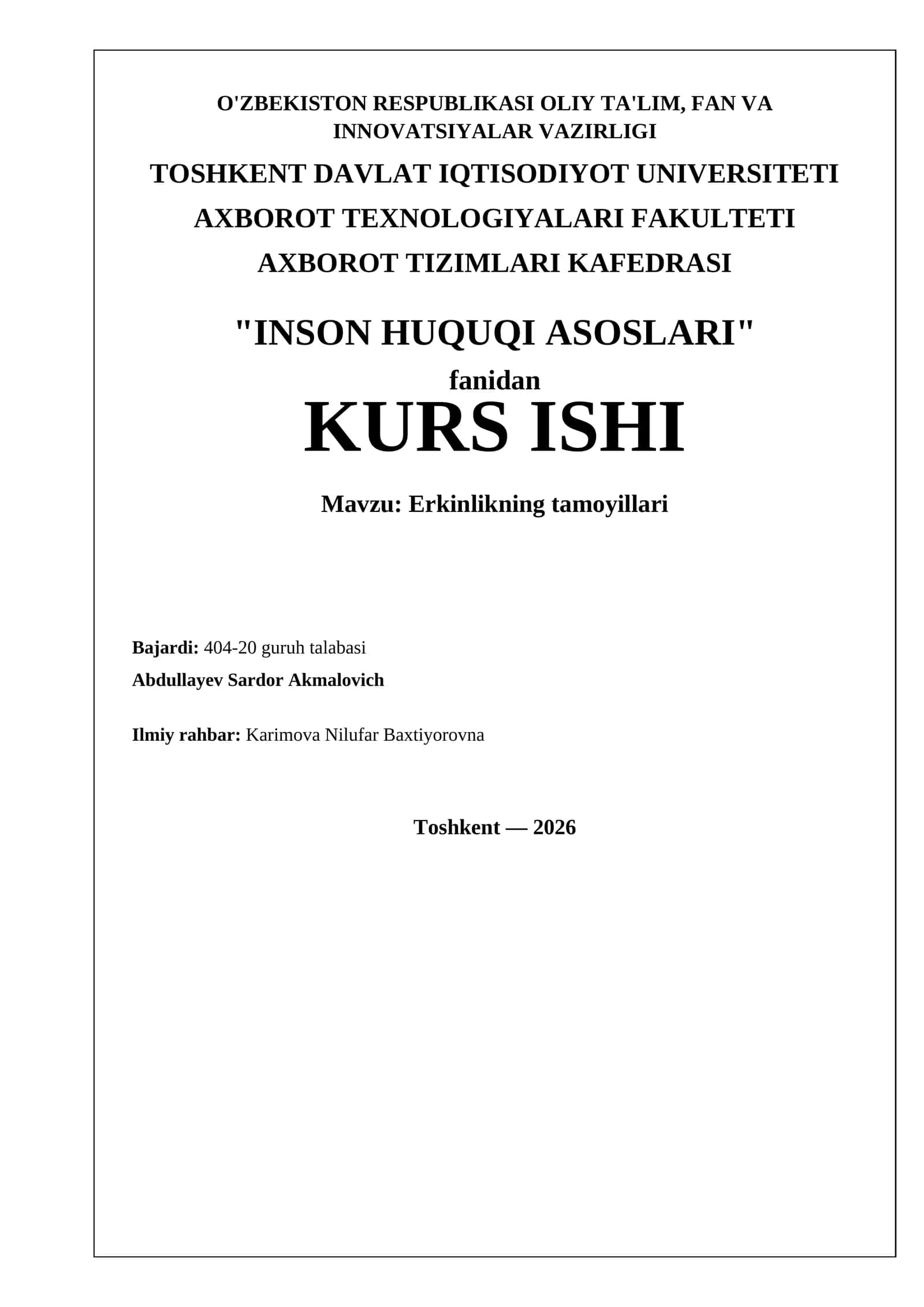 Inson huquqi asoslari