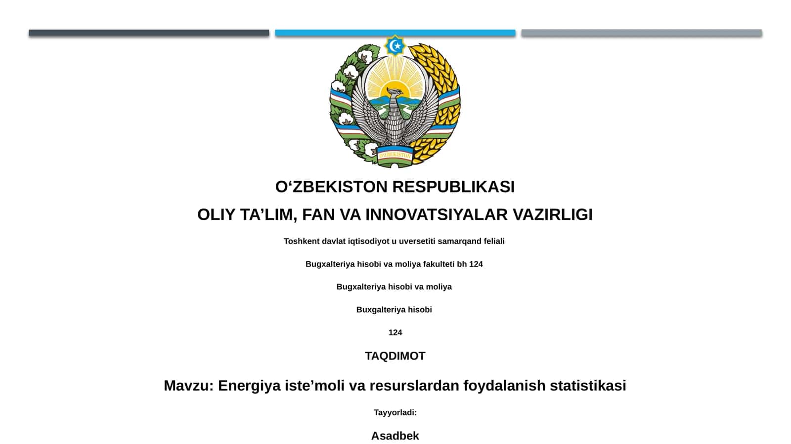 Energiya iste’moli va resurslardan foydalanish statistikasi