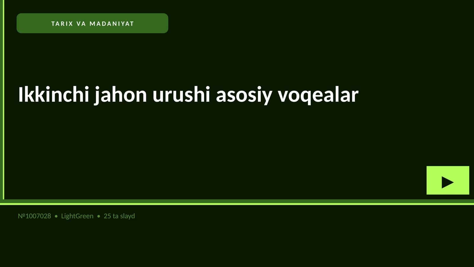 Ikkinchi jahon urushi asosiy voqealar