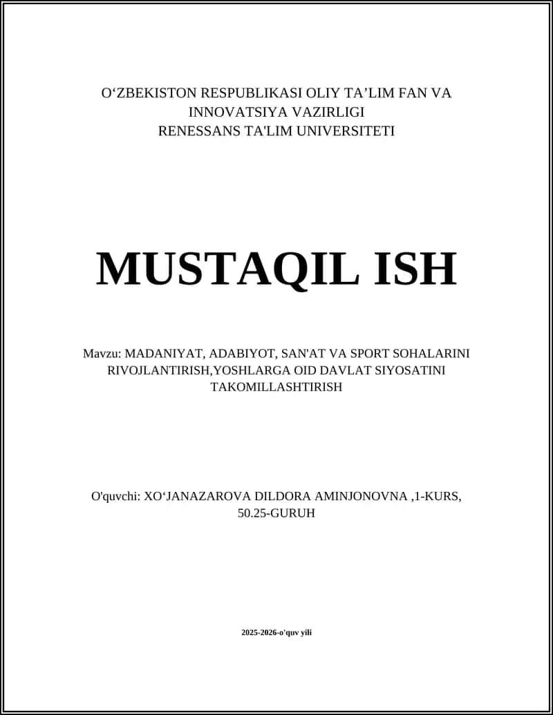 Madaniyat va san'at infratuzilmasini rivojlantirish strategiyalari
