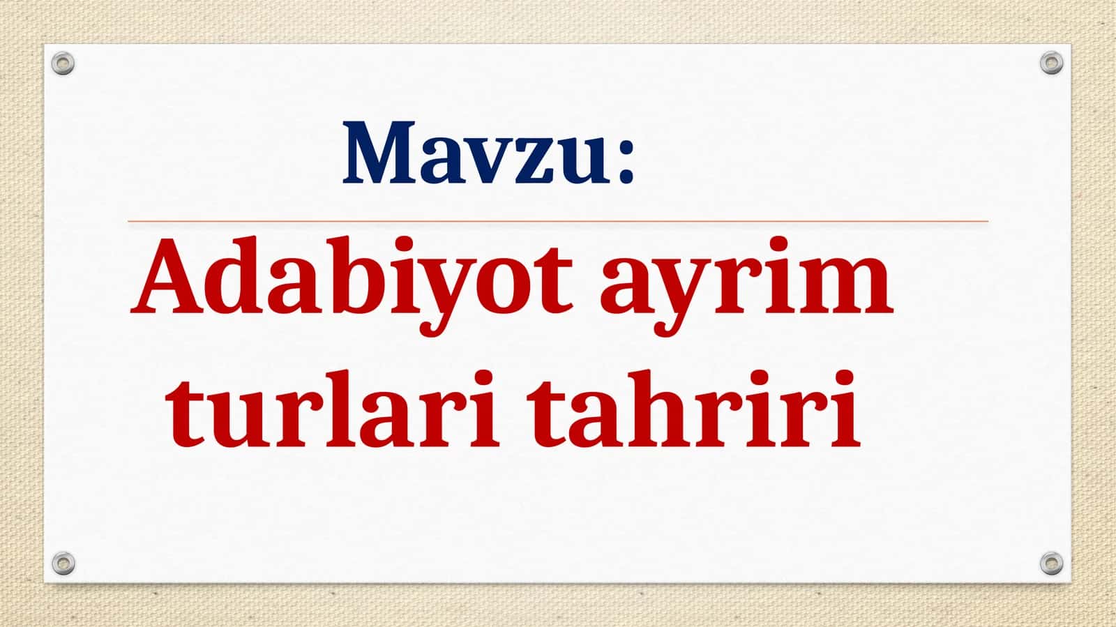 Adabiyot ayrim turlari tahriri