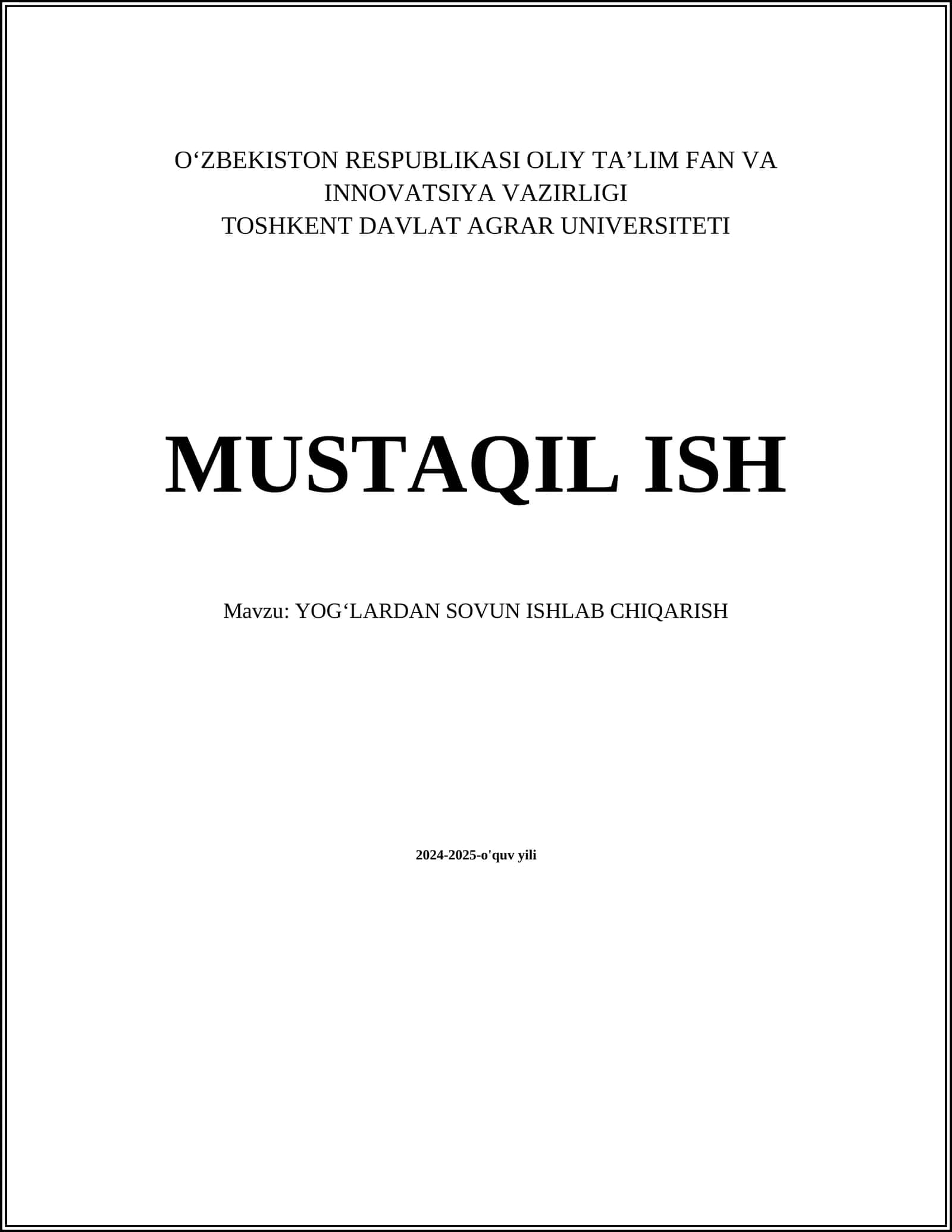 YOGʻLARDAN SOVUN ISHLAB CHIQARISH