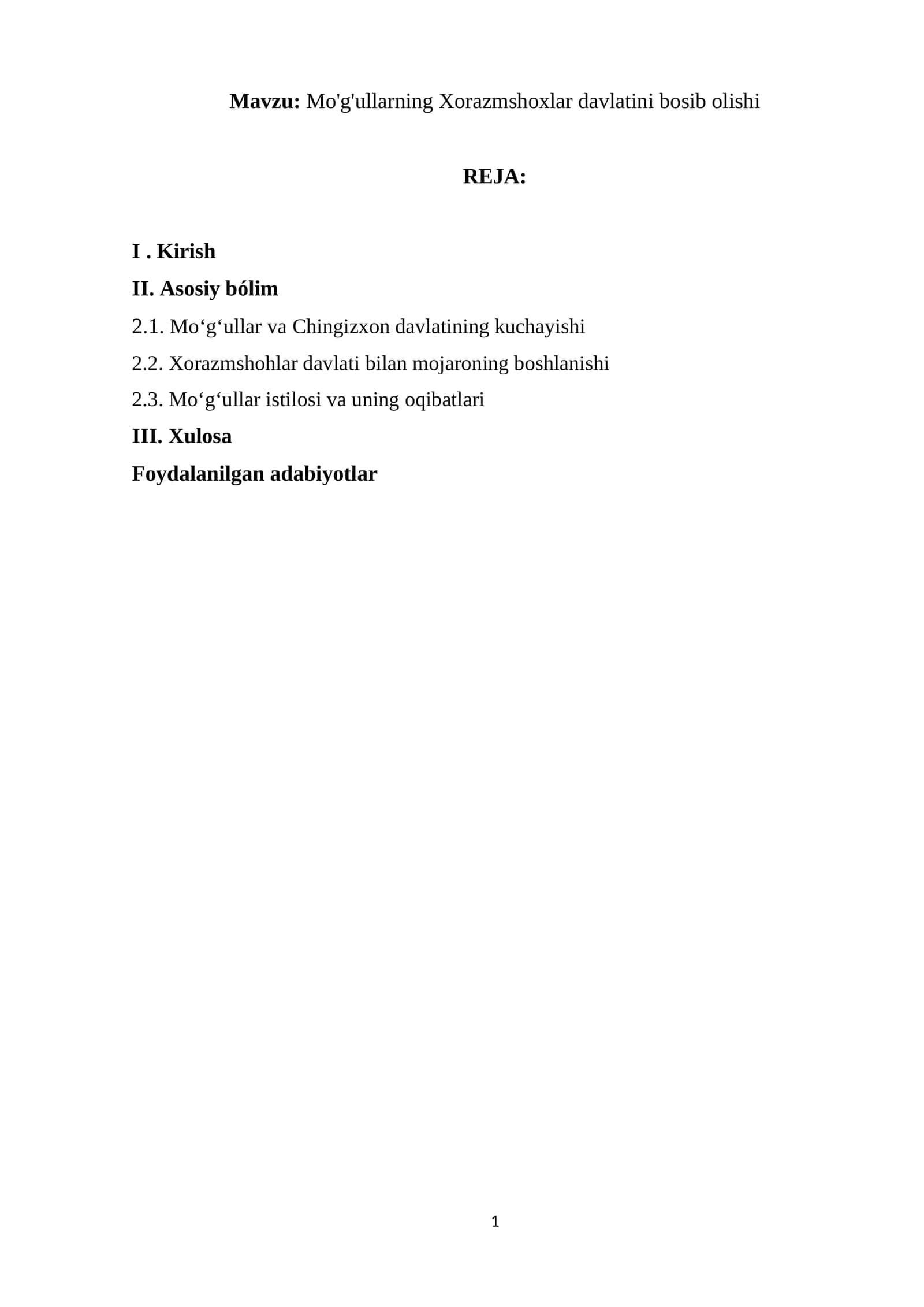 Mo'g'ullarning Xorazmshoxlar davlatini bosib olishi
