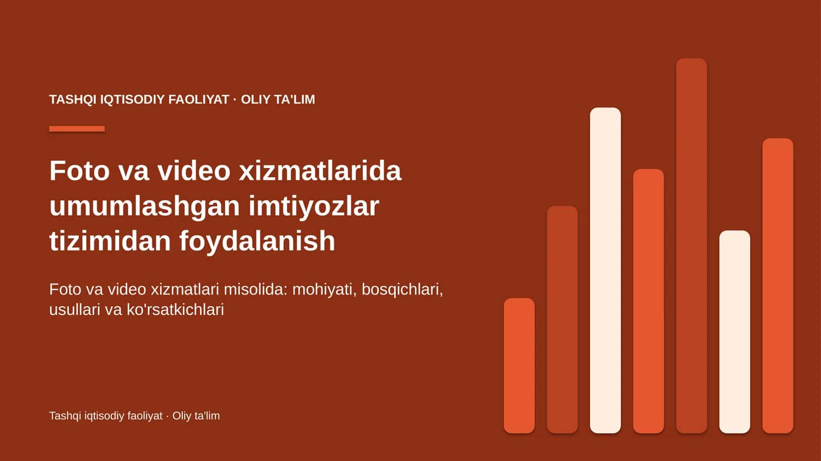 Foto va video xizmatlarida umumlashgan imtiyozlar tizimidan foydalanish
