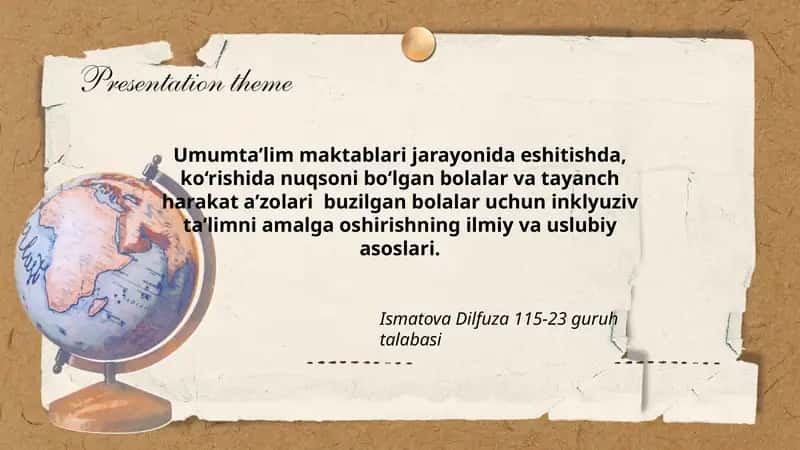 Inklyuziv ta'limning ilmiy va uslubiy asoslari