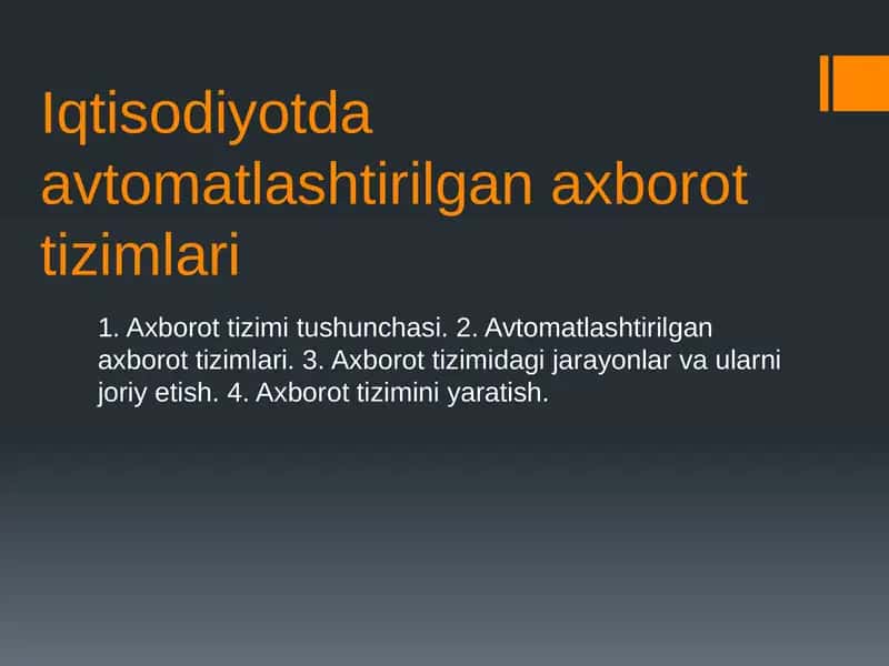Iqtisodiyotda avtomatlashtirilgan axborot tizimlari