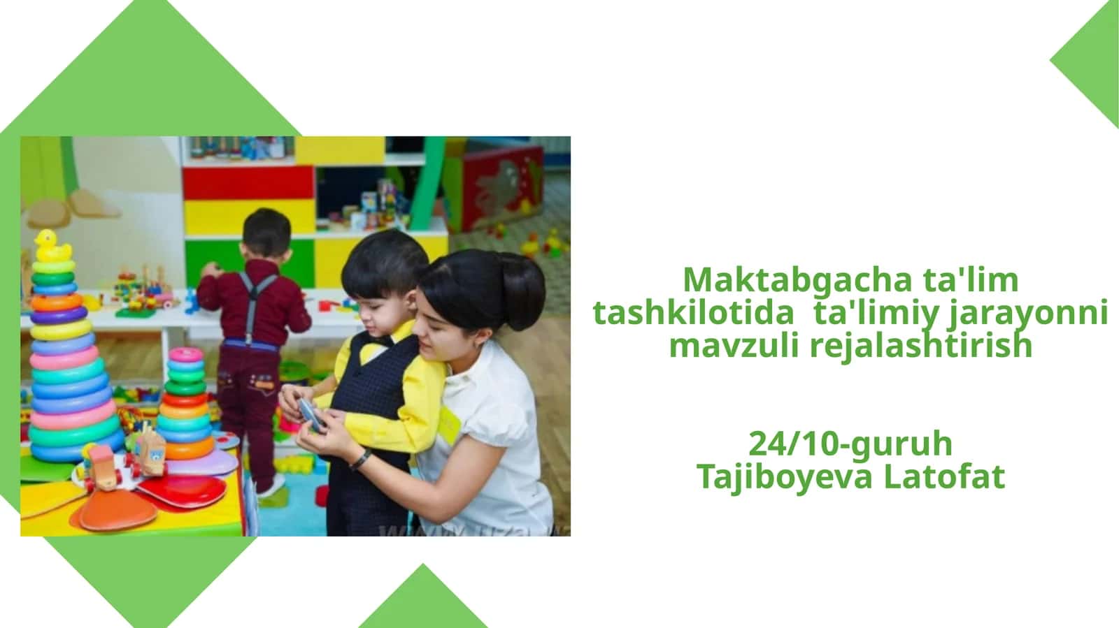 Maktabgacha ta'lim tashkilotida ta'limiy jarayonni mavzuli rejalashtirish