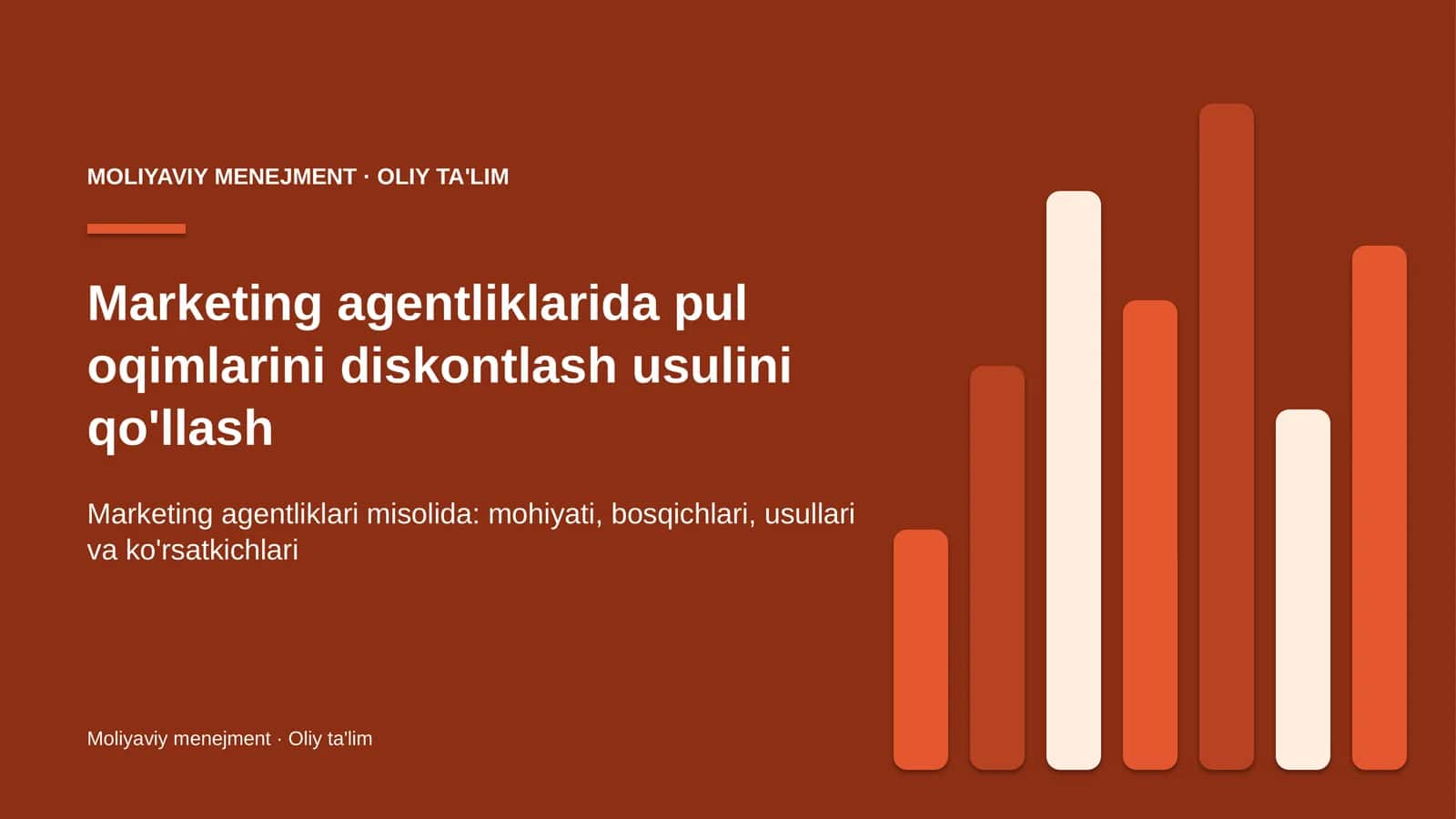 marketing agentliklarida pul oqimlarini diskontlash usulini qo'llash 8018